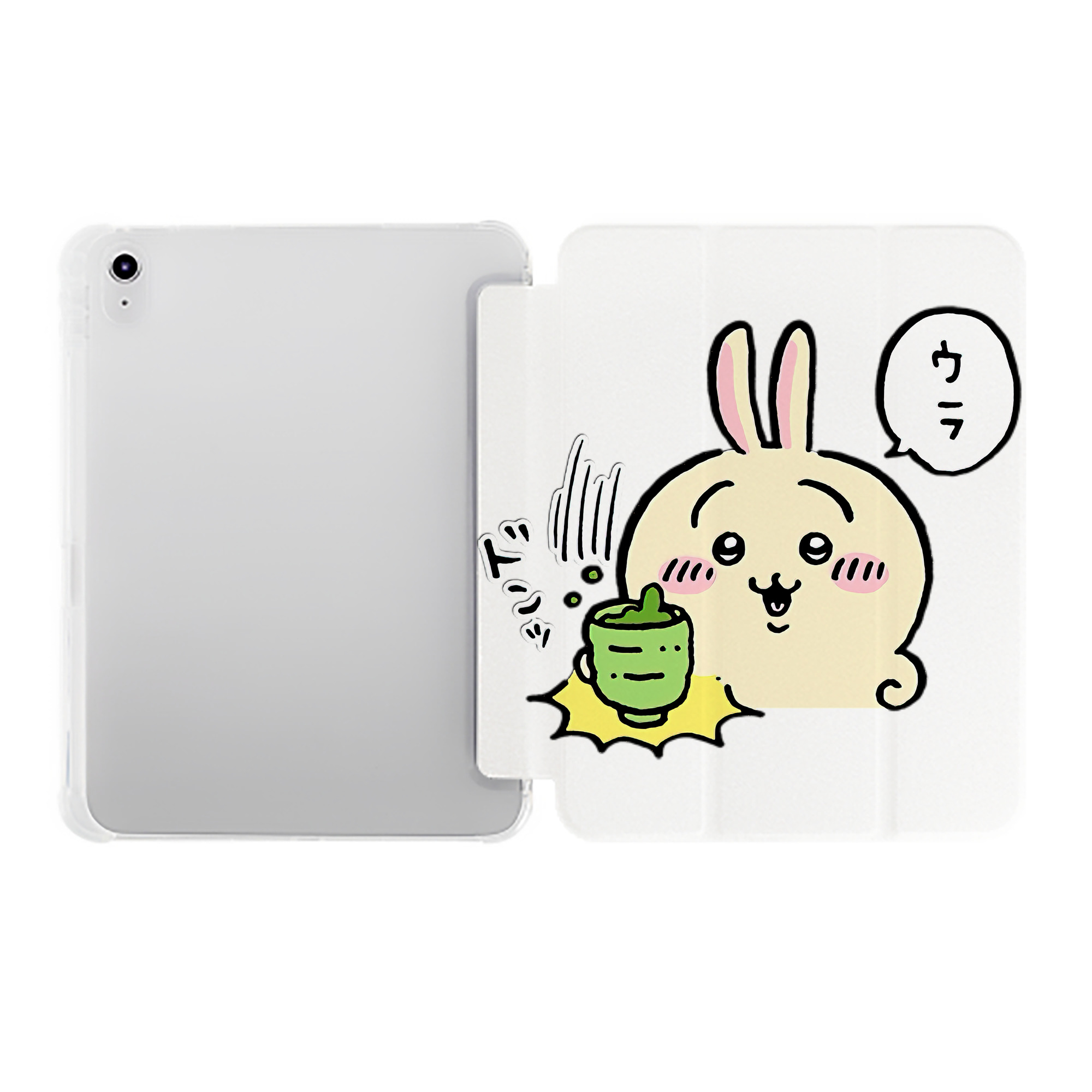 （画像用） ちいかわ うさぎ Chii-kawa usagi IPad ケース ペン収納付き 三つ折りスタンド PUレザー×シリコン 対応機種9.5/10.5/10.9インチ